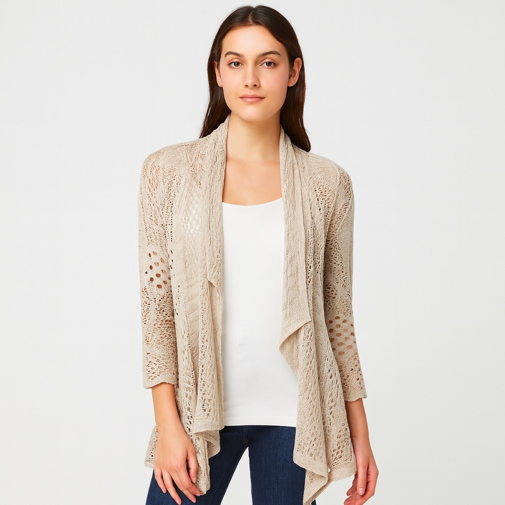 Eyeshadow Women's Cream Lace Cardigan